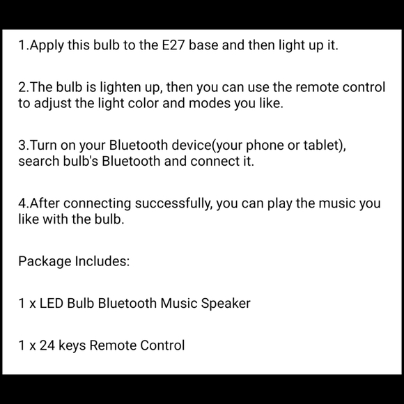 Remote control multicolored LED light bulb plays music. Bluetooth light w music - Picture 6 of 12